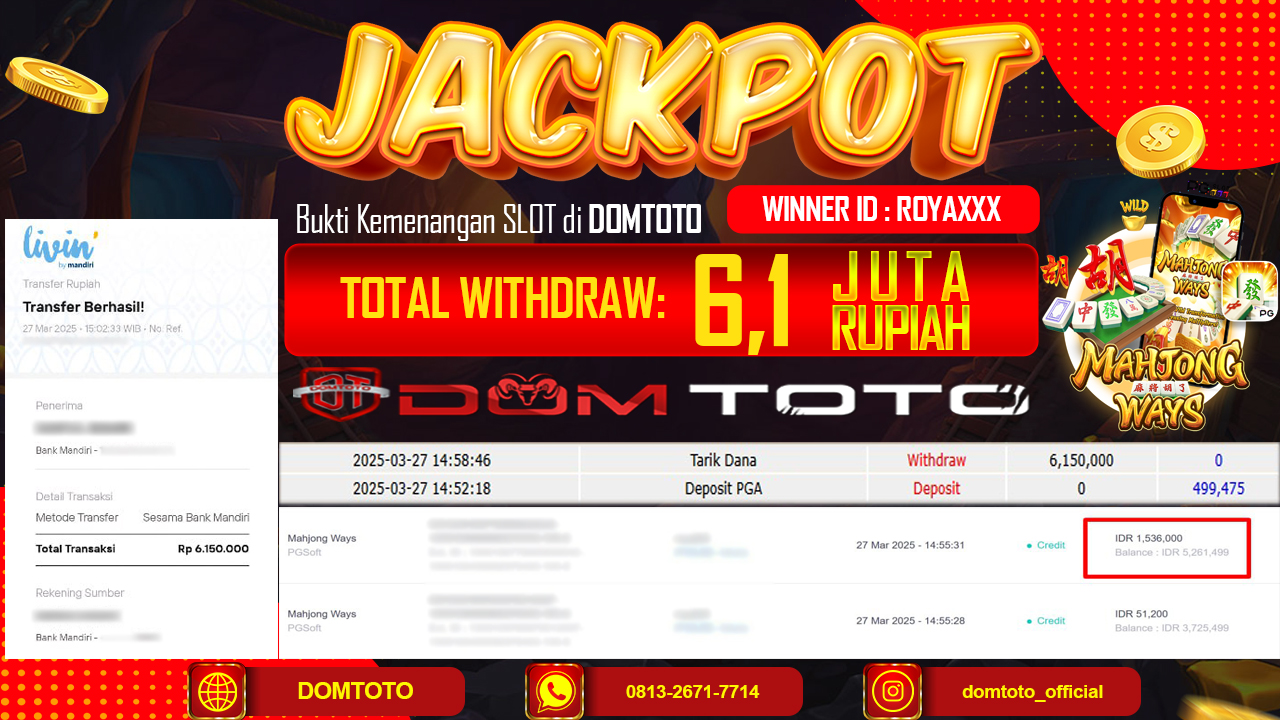 JACKPOT SLOT MAHJONG WAYS 27 MARET 2025
